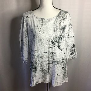 HABITAT White Cotton Shirt 3/4 Sleeve Black Ink